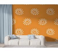 Boceoey Sun Symbols Boho Wall Mural, Self Adhesive Wallpaper Peel and Stick, Sunshine Hand Drawn Home Decor Photo Wallpaper, Silk Cloth Wall Sticker for Living Room & Bedroom, 300x210 cm - F-995