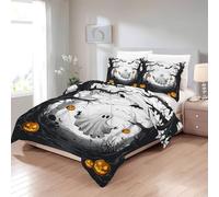 Boceoey Superking Duvets Sets - Halloween Coverless Duvet Super King Size - Ghosts Quilt - All Seasons Duvets with Pumpkin Pattern - Reversible Comforter with 2 Pillowcases - 260x220 cm, J-511