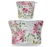 BOCGRPU 2 PCS Makeup Bag Set,Portable Small Cosmetic Bag for Purse ,Large Storage Capacity,Travel Pouch with Zipper for Women,(Flower Blue), Colorful Flower