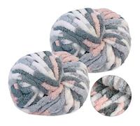 Bocguy Chunky Yarn Wool Grey White Pink, Super Soft Thick Wool for Crocheting 250 g x 2, Hand Knitting, Arm Knitting, Home Decoration
