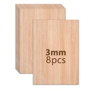 Bocguy Pack of 8 Plywood Panels 3 mm, 420 x 297 x 3 mm Wooden Panels for Crafts, Wood Laser, Plywood for Crafts, Model Making, Laser Cutting, Painting