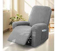 Bocguy Stretch Recliner Chair Cover, 4-Pieces Recliner Armchair Covers for Living Room Reclining Chair Slipcover with Side Pocket, High Spandex Slipcover/Lounge Cover, Slip Resistant