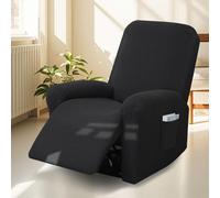 Bocguy Stretch Recliner Chair Cover, 4-Pieces Recliner Armchair Covers for Living Room Reclining Chair Slipcover with Side Pocket, High Spandex Slipcover/Lounge Cover, Slip Resistant