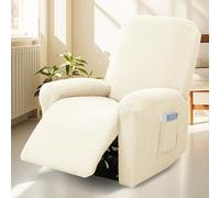 Bocguy Stretch Recliner Chair Cover, 4-Pieces Recliner Armchair Covers for Living Room Reclining Chair Slipcover with Side Pocket, High Spandex Slipcover/Lounge Cover, Slip Resistant