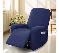 Bocguy Stretch Recliner Chair Cover, 4-Pieces Recliner Armchair Covers for Living Room Reclining Chair Slipcover with Side Pocket, High Spandex Slipcover/Lounge Cover, Slip Resistant