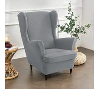 Bocguy Wingback Chair Covers - 2-Piece Stretch Wing Chair Cushion Sofa Slipcover, Removable Velvet Wing Back Armchair Furniture Protector for Living Room, Bedroom, and Hotel