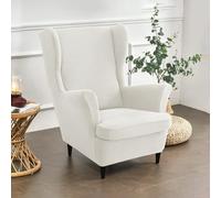 Bocguy Wingback Chair Covers - 2-Piece Stretch Wing Chair Cushion Sofa Slipcover, Removable Velvet Wing Back Armchair Furniture Protector for Living Room, Bedroom, and Hotel