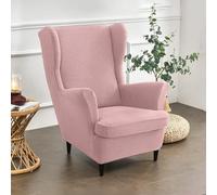 Bocguy Wingback Chair Covers - 2-Piece Stretch Wing Chair Cushion Sofa Slipcover, Removable Velvet Wing Back Armchair Furniture Protector for Living Room, Bedroom, and Hotel