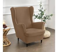 Bocguy Wingback Chair Covers - 2-Piece Stretch Wing Chair Cushion Sofa Slipcover, Removable Velvet Wing Back Armchair Furniture Protector for Living Room, Bedroom, and Hotel