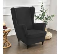 Bocguy Wingback Chair Covers - 2-Piece Stretch Wing Chair Cushion Sofa Slipcover, Removable Velvet Wing Back Armchair Furniture Protector for Living Room, Bedroom, and Hotel