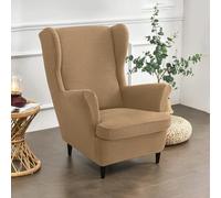 Bocguy Wingback Chair Covers - 2-Piece Stretch Wing Chair Cushion Sofa Slipcover, Removable Velvet Wing Back Armchair Furniture Protector for Living Room, Bedroom, and Hotel
