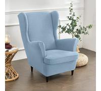 Bocguy Wingback Chair Covers - 2-Piece Stretch Wing Chair Cushion Sofa Slipcover, Removable Velvet Wing Back Armchair Furniture Protector for Living Room, Bedroom, and Hotel