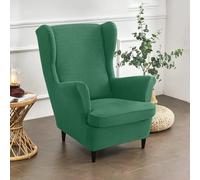 Bocguy Wingback Chair Covers - 2-Piece Stretch Wing Chair Cushion Sofa Slipcover, Removable Velvet Wing Back Armchair Furniture Protector for Living Room, Bedroom, and Hotel