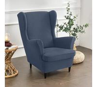 Bocguy Wingback Chair Covers - 2-Piece Stretch Wing Chair Cushion Sofa Slipcover, Removable Velvet Wing Back Armchair Furniture Protector for Living Room, Bedroom, and Hotel