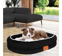 BOCHAO Egg-Shaped Memory Foam Dog Bed,an Orthopedic Dog Sofa Suitable for Small and Medium-Sized Dogs,With four-Sided neck Support,Waterproof and Non-Slip,and Removable and Washable Cover(Black,M)