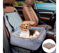 Bochao Multifunctional Dog Booster Seat - Comfortable & Safe, Removable/Washable Dog Bed with Storage Bag & Blanket (Grey)