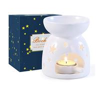 Bochee Wax Melt Burner Essential Oil Burner with Gift Box - Star Pattern, Aromatherapy Aroma Burner Ceramic Tealight Candle Holder for Home Decor Meditation Gift
