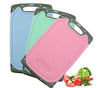 BOCHION Chopping Board Set, 3 Pcs BPA Free Kitchen Thick Plastic Cutting Boards, with Non-Slip Feet and Deep Drip Juice Groove, Hanging Hole, Large Chopping Boards for Fruits, Vegetables, Meats.