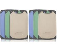BOCHION Plastic Cutting Board Set, 3 Pcs, BPA Free, Non-Slip Feet, Deep Drip Juice Groove, Garlic Grinding Groove, Colored, Large, Elegant (Pack of 2)