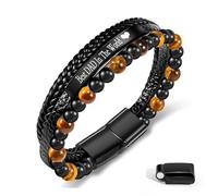 BOCHOI Engraved Leather Men's Bracelets - Gifts for Dad's Birthday, Christmas & Father's Day