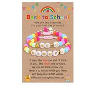 BOCHOI First Day of School Kindergarten Preschool Gifts Mommy and Me Bracelets, Mum and Daughter Son Matching Bracelets Set, Back to School Gifts for Girls Daughter Boys Son