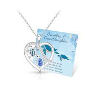 BOCHOI Gifts for Grandma Granddaughter,Silver Turtle Love Heart Pendant Necklace Granddaughter Gifts, Perfect Jewellery Presents for Granddaughter on Birthday Christmas Graduation
