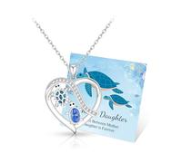 BOCHOI Gifts for Mum Daughter,Mother and Daughter Necklace Sliver Turtle Love Heart Pendant Necklace Jewellery for Women Girls on Birthday Christmas