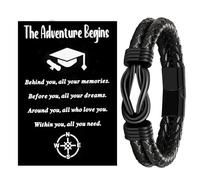 BOCHOI Graduation Bracelet Gifts for Him Son Grandson Nephew Leather Bracelet Birthday Easter Christmas Gifts for Teenage Teen Boys