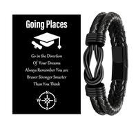 BOCHOI Graduation Gifts for Him, Class of 2025 Elementary Middle High School College 5th 8th Grade Graduate Bracelet Graduation Senior Gifts for Teenage Teen Boys Infinity Leather Bracelet