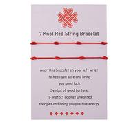 BOCHOI Kabbalah 7 Knot Red Bracelet Adjustable 2 Pieces Red Cord Talisman