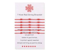 BOCHOI Kabbalah 7 Knot Red String Bracelet 6 Pieces Red Cord Talisman