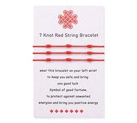 BOCHOI Kabbalah 7 Knot Red String Bracelet Adjustable 3 Pieces Red Cord Talisman for Womens Girls Boys Family Good Luck Jewellry Gift Mother's Day