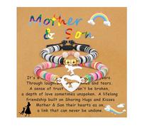 BOCHOI Mommy and Me Bracelets Mother and Son Matching Dinosaur Bracelets Wish Set Back to School Gifts First Day of School Bracelets for Boys Christmas Birthday Graduation Gifts Black