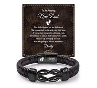 BOCHOI New Dad Gifts, Dad to Be Gift for Daddy Gift from Daughter Son, Gifts for Men on Birthday Fathers Day Christmas Anniversary Leather Bracelet Mens Jewellery