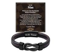 BOCHOI To My Man Infinity Leather Bracelet for Men Love Anniversary Birthday Valentines Day Gift, Presents for Men I Love You Gifts for Him Husband Boyfriend Mens Fiance Jewelley Gift