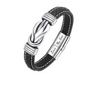 BOCHOI To My Son/Grandson/Husband/Boyfriend/Man/Dad | Bracelet Valentines Gifts For Him Mens Leather Bracelet Christmas Birthday Anniversary Persent