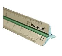 Bocianelli Aluminium 30cm Metric Ruler for Architects, 12 Scales, Silver, Black/Green/Red