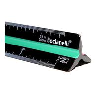 Bocianelli Plastic 30cm Triangular Ruler, Metric, 12 Scales for Architects Engineers, Black with White Letters 1:10 1:20 1:25 1:50 1:75 1:100 1:125 1:200 1:250 1:500 1:750 1:1250