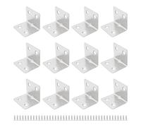 bociloy 12PCS 38x30x30mm Stainless Steel Corner Braces, 90 Degree L-Shaped Support Brackets, 4 Holes Right Angle Shelf Brackets for Furniture, Cabinets, Shelves with Screws(Silver)