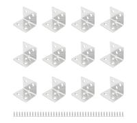 bociloy 12PCS 38x30x30mm Stainless Steel Corner Braces, 90 Degree L-Shaped Support Brackets, 6 Holes Right Angle Shelf Brackets for Furniture, Cabinets, Shelves with Screws(Silver)