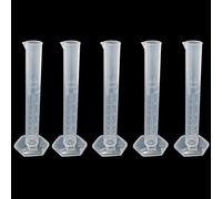 bociloy 5PCS 10ml Measuring Cylinder, Plastic Transparent Graduated Cylinder, Science Test Tube Flask, 2-Sided Bule Measuring Lines Graduated Cylinder Beaker