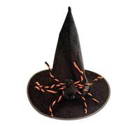 bociya Halloween Costume Witch Hat for Festive Photos | Black Velvet-Look Finish, Front Accent, Adult Teen Accessory