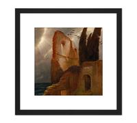 Bocklin Ruin By The Sea Painting 8X8 Inch Square Wooden Framed Wall Art Print Picture with Mount Artery8 Black One Size