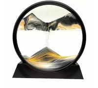 Bocnity 3D Quicksand Painting Moving Sand Art Liquid Motion 3D Hourglass Deep Sea Sandscape Kinetic Art Table Spinning Sand Garden Oasis Mini Art Table Desk Decor for Men (7inch, Brown), same size