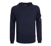 BOCOMAL FR Hooded T Shirts 7.1oz Flame Resistant FR Shirt NFPA2112 CAT2 Fire Retardant Work Hoodies, Navy, Large