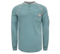 BOCOMAL FR Shirts 5.5oz Light Weight Henley and Short Sleeve Flame Resistant/Fire Retardant Clothing Shirt, Blue Green, XL