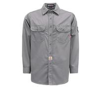 BOCOMAL FR Shirts 6.25oz Light Weight for Summer Welding Shirts Flame Resistant Shirt Men's Fire ant Shirt - Grey - XL