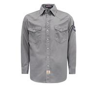 BOCOMAL FR Shirts 6.25oz Lightweight Welding Shirts Flame Resistant Men's Fire Retardant Shirt, Pearl Snap Gray, XXL