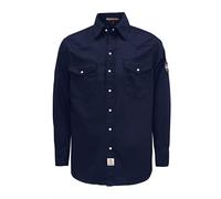 BOCOMAL FR Shirts 6.25oz Lightweight Welding Shirts Flame Resistant Men's Fire Retardant Shirt, Pearl Snap Navy, XL Tall