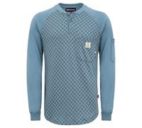 BOCOMAL FR Shirts Flame Resistant Henley Printed and Camo Two Tone 7oz Men's Fire Retardant Work Shirts, Printed-blue, Large